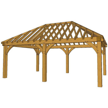 Oak Gazebo 6.00m (w) x 3.50m (d) x 3.64m (h) - 175mm Posts - Kit Form