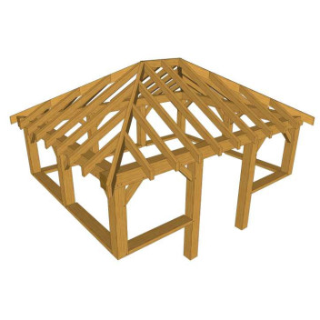 Oak Gazebo 5.01m (w) x 4.01m (d) x 3.59m (h) - 195mm Posts - Kit Form