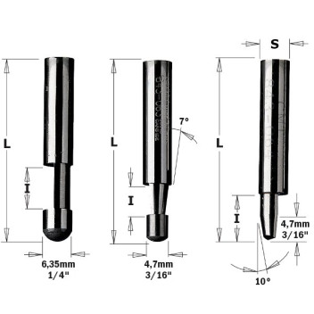 CMT - SOLID CARBIDE TRIMMER BIT S=6.35 D=4.76 DEG.7^