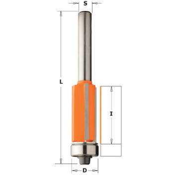 CMT - FLUSH TRIM BIT HW Z3 S=6.35 D=12.7X25.4 RH