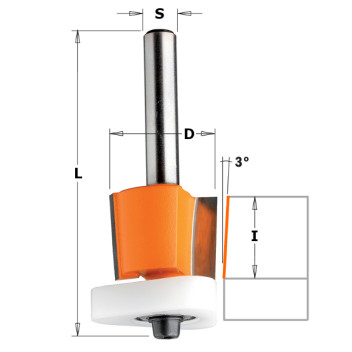 CMT - HW FLUSH TRIM ROUTER BIT WITH TRIANGULAR BEARING S=6.35 D=12.7X1