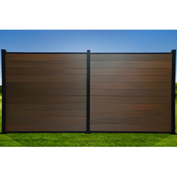 FencePlus - KIT - Duo Fence Panel - Walnut (inc. 2.4m Posts)