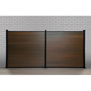 FencePlus - KIT - Duo Fence Panel - Walnut (inc. 1.85m Posts)