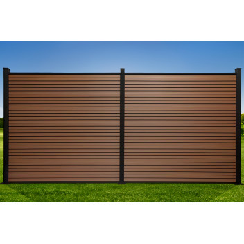 FencePlus - KIT - Slatted Fence Panel - Cedar  (inc. 2.4m Posts)